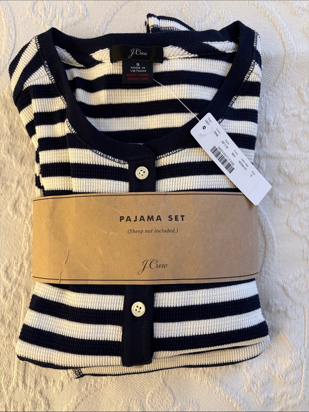 J. Crew Navy and White Striped Button Pajama Top